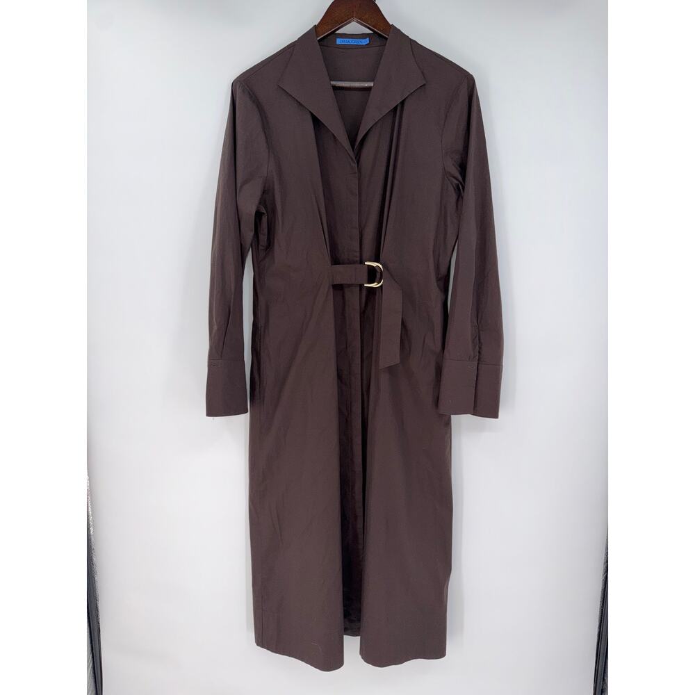 Title: J. McLaughlin Minae Brown Cotton D-Ring Belted Midi Shirt Dress Size XL - Picture 2 of 14